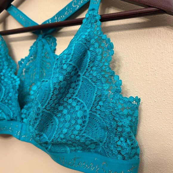 Victoria’s Secret Bralette Women’s Size XL Blue Wireless Front Closure - Picture 3 of 16